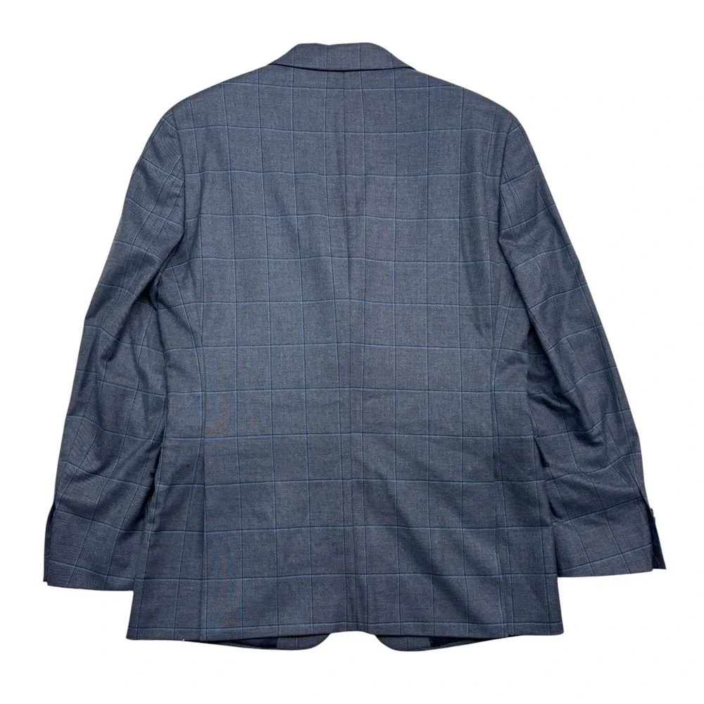 Tommy Hilfiger 38R Blue Sharkskin Windowpane Blazer Jacket Sport Suit Coat